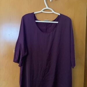 Jaclyn Smith Deep Purple Above the Elbow Blouse Size XL